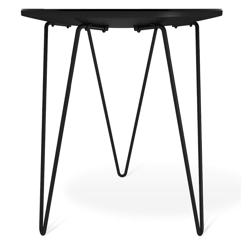 Стол журнальный с круглой столешницей из стекла Gold and Black Marble