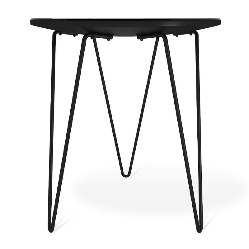 Стол журнальный с круглой столешницей из стекла на 3-х черных ножках Beige Marble