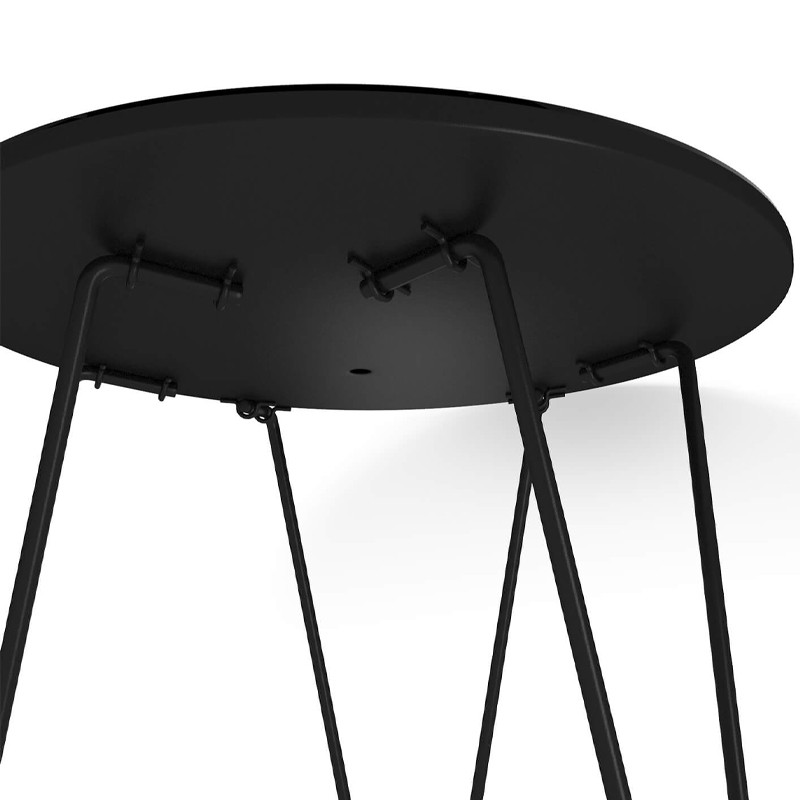 Стол журнальный с круглой столешницей из стекла на 3-х черных ножках Beige Marble