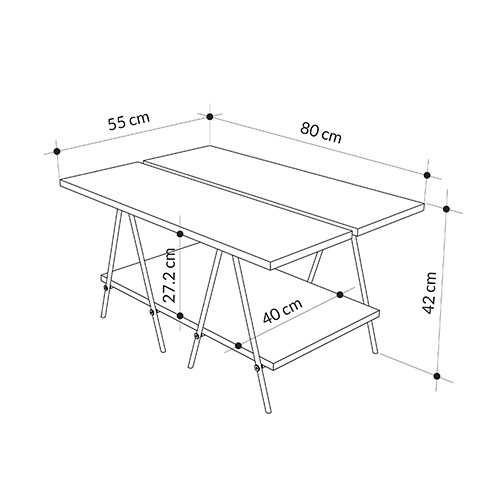 Стол журнальный с прямоугольной столешницей и полкой цвета антрацит ESSEL ANTHRACITE