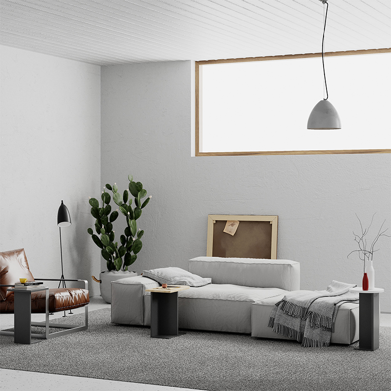 Стол журнальный цвета антрацит из 3-х частей со столешницами в виде геометрических элементов MUND ANTHRACITE