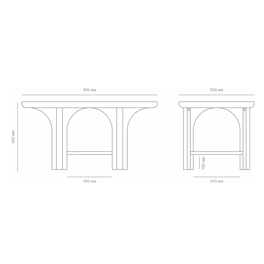 Стол кофейный деревянный с арочным основанием Arch Passage