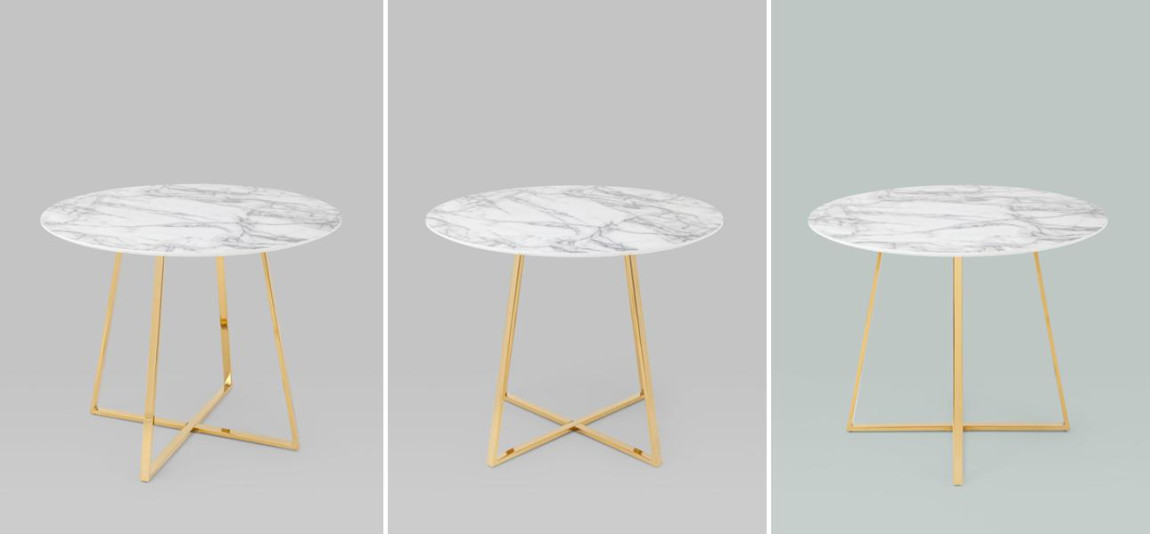 Стол обеденный Connelly столешница белый мрамор ножка золото