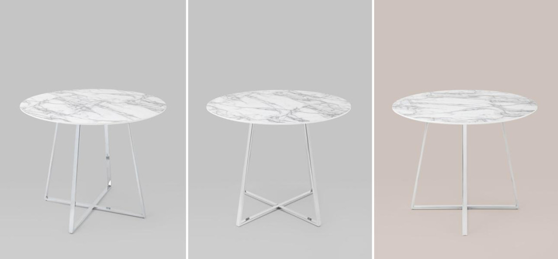 Стол обеденный Connelly столешница белый мрамор ножка серебро