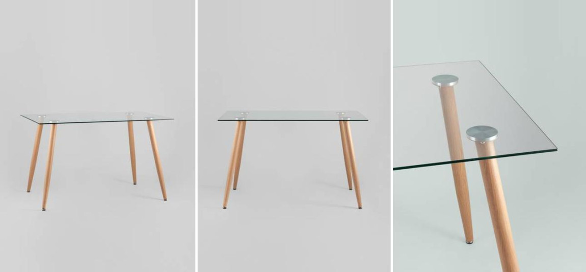 Стол обеденный Wood and Glass Стеклянная столешница