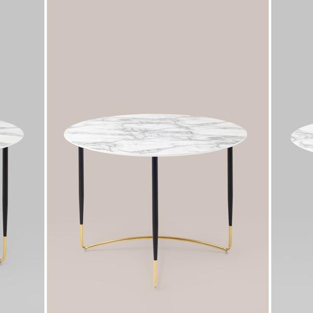 Стол обеденный круглый Garland Collection столешница белый мрамор