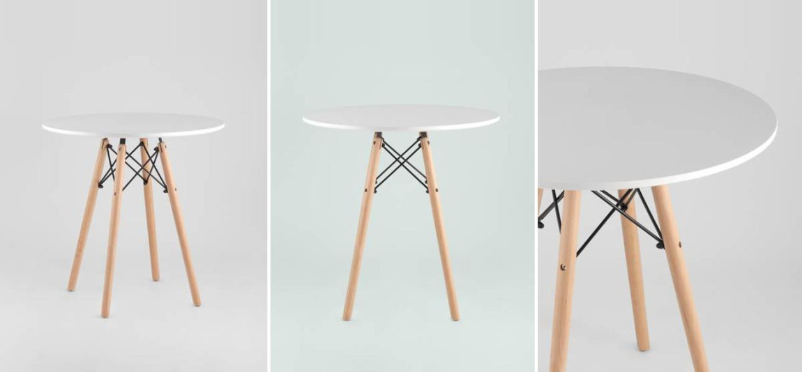 Стол обеденный круглый Paolini белая столешница