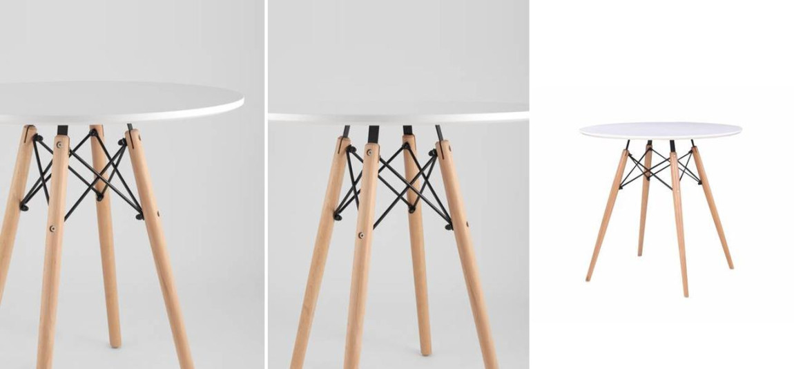 Стол обеденный круглый Paolini белая столешница