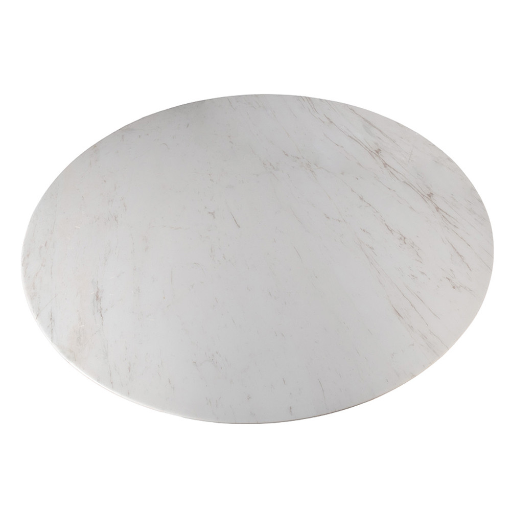Стол обеденный круглый мраморный на бежевом основании Valedmir