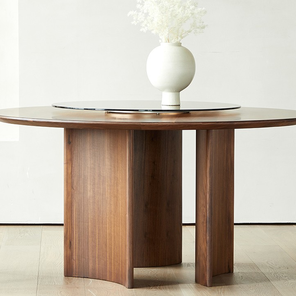Стол обеденный круглый с двойной столешницей Walnut Wood Table