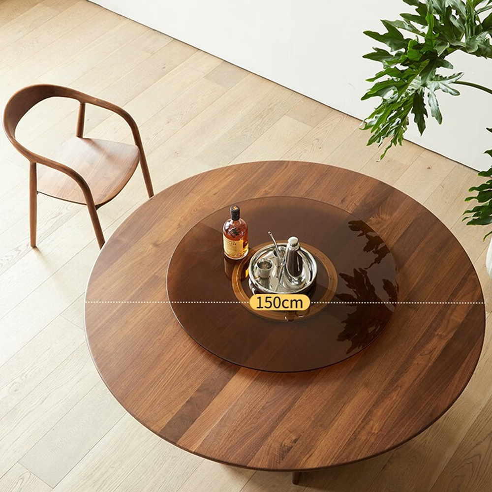 Стол обеденный круглый с двойной столешницей Walnut Wood Table