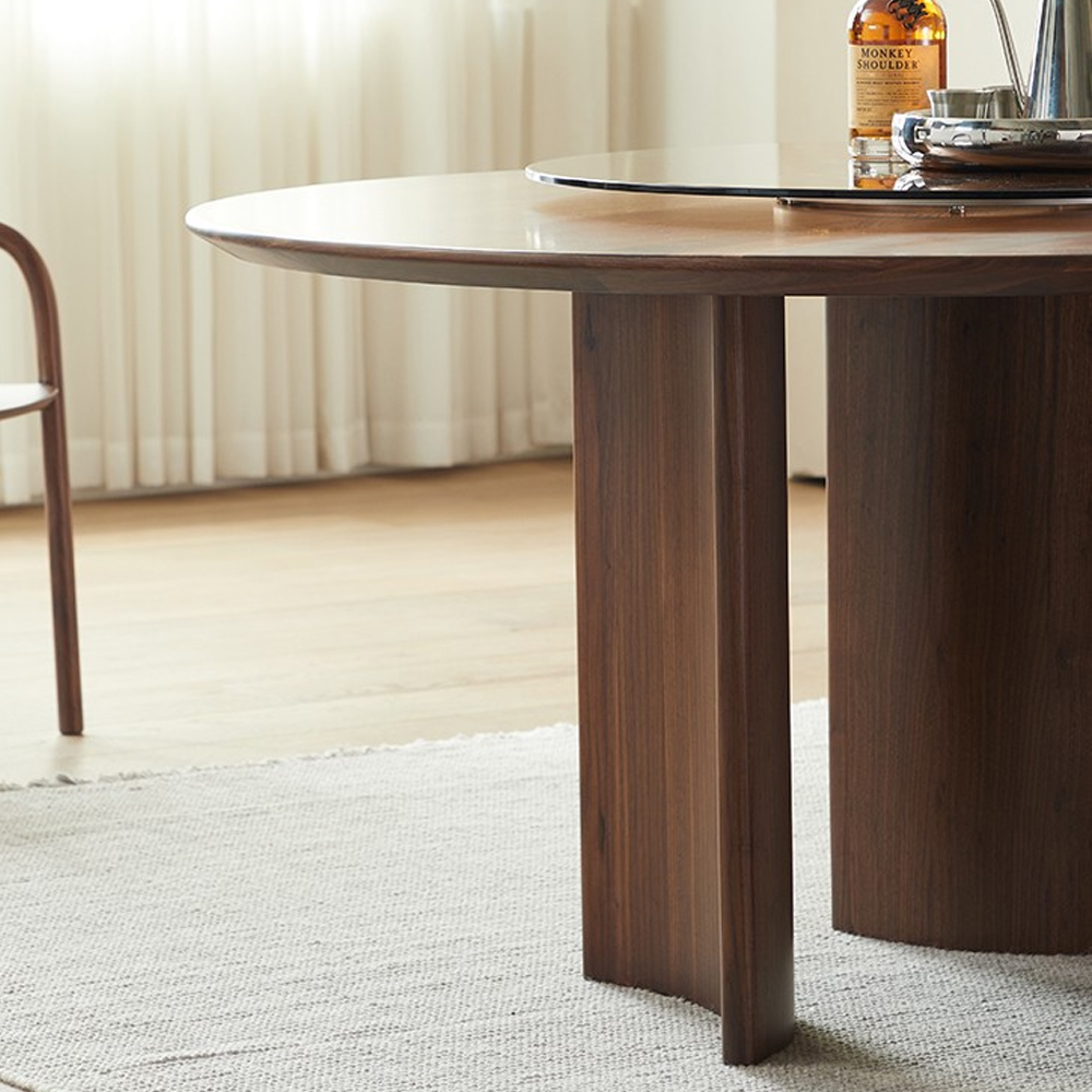 Стол обеденный круглый с двойной столешницей Walnut Wood Table