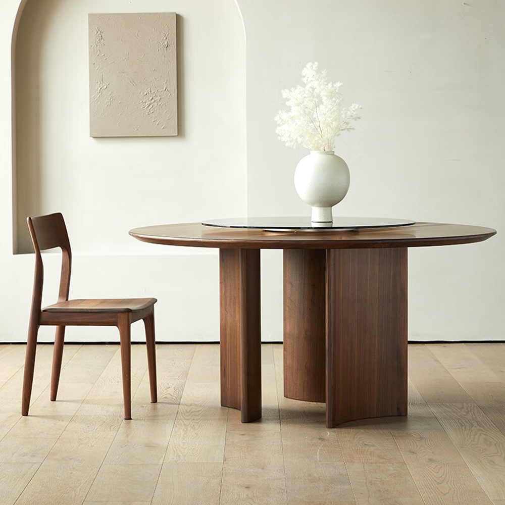 Стол обеденный круглый с двойной столешницей Walnut Wood Table