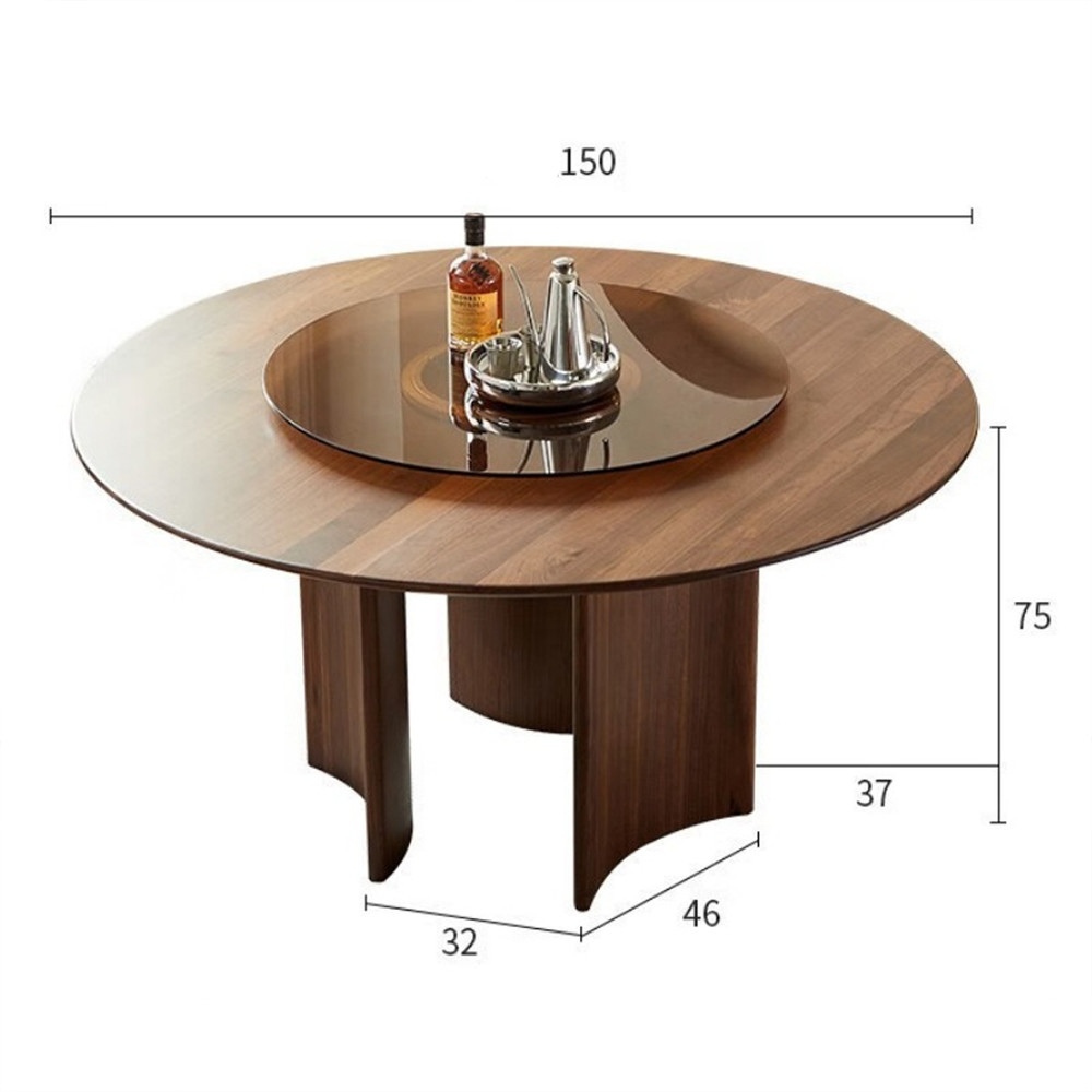 Стол обеденный круглый с двойной столешницей Walnut Wood Table