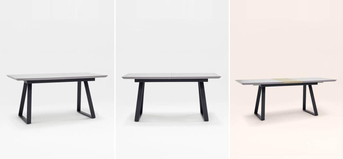 Стол обеденный раздвижной Magali ширина 160 серая столешница