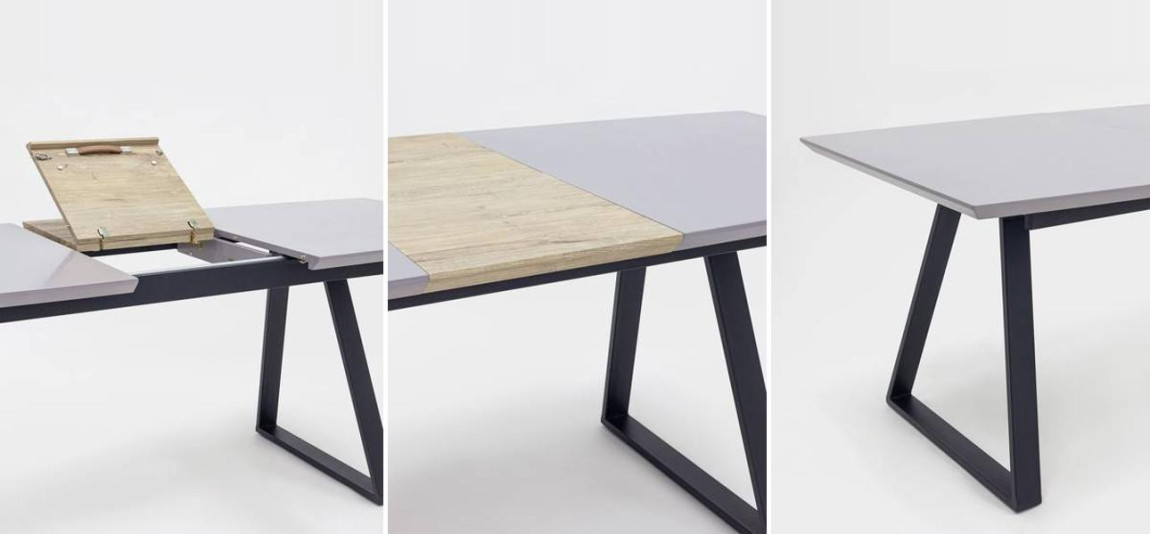 Стол обеденный раздвижной Magali ширина 160 серая столешница