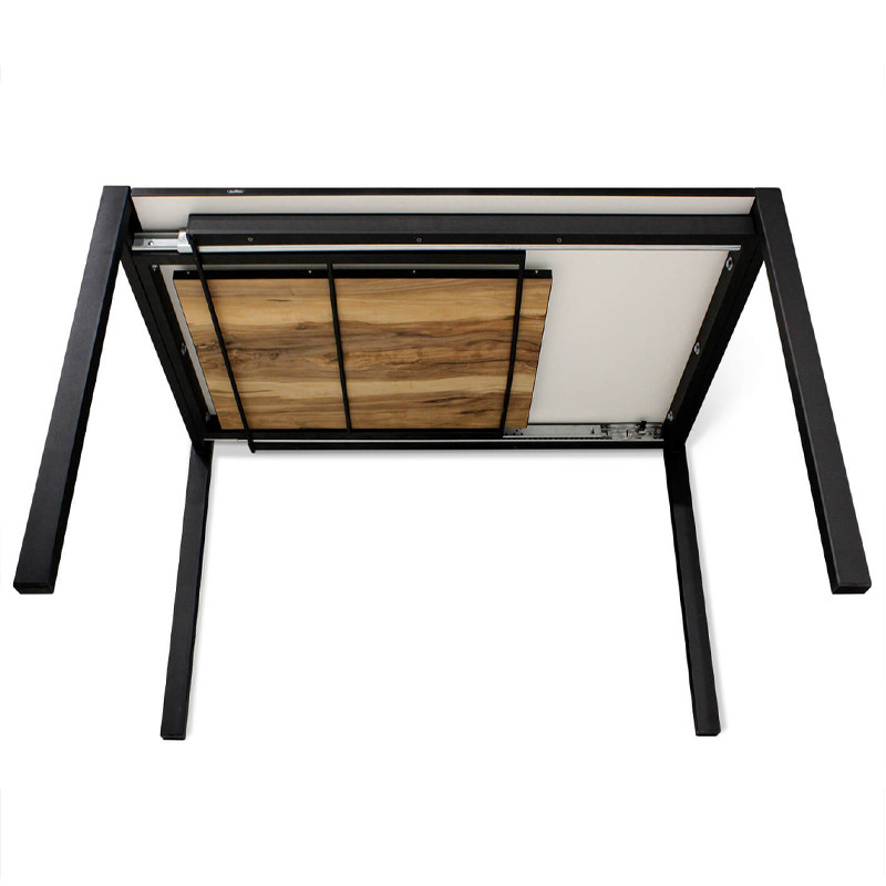 Стол обеденный раздвижной с прямоугольной столешницей на четырех черных ножках Blair