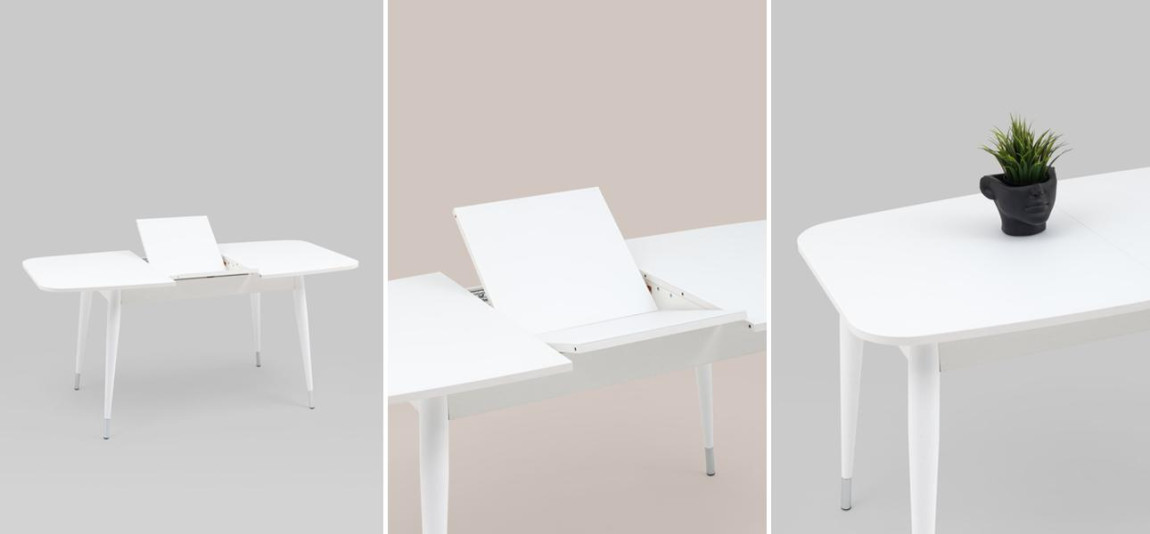 Стол обеденный раскладной Linnaeus Collection ширина 120 Белый