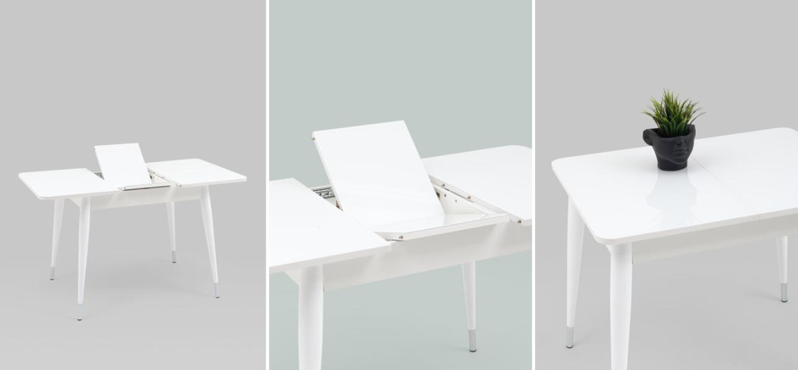 Стол обеденный раскладной Linnaeus Collection ширина 90 Белый