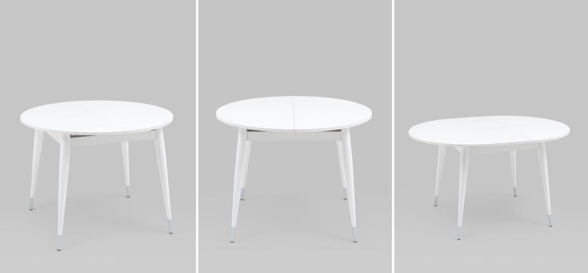 Стол обеденный раскладной круглый Linnaeus Collection Белый