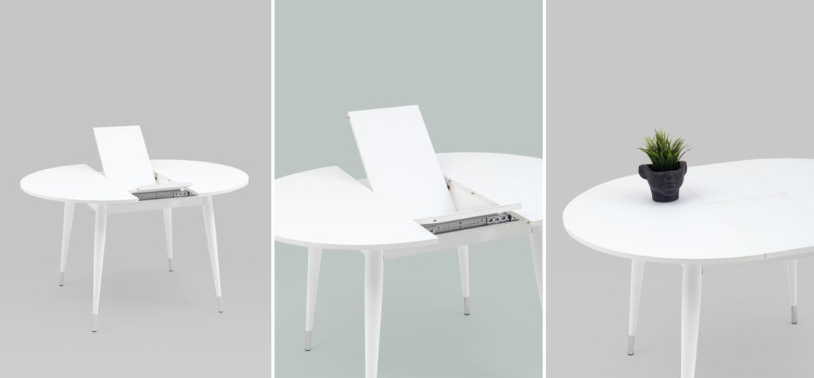 Стол обеденный раскладной круглый Linnaeus Collection Белый