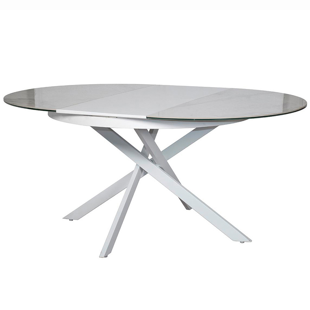 Стол обеденный раскладной круглый White Ceramic Table