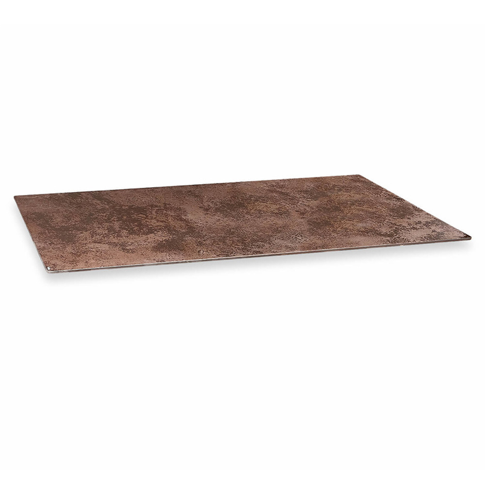 Стол обеденный с коричневой прямоугольной столешницей из керамики на четырех пластиковых ножках Brown Ceramics