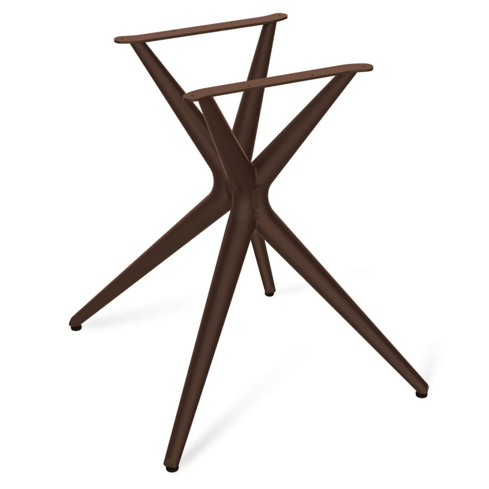 Стол обеденный с коричневой прямоугольной столешницей из керамики на четырех пластиковых ножках Brown Ceramics