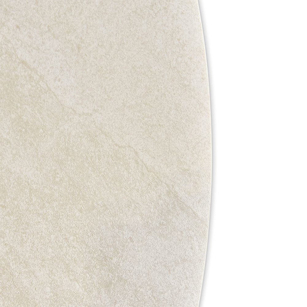 Стол обеденный с круглой столешницей из керамики на четырех черных ножках Sand Ceramics