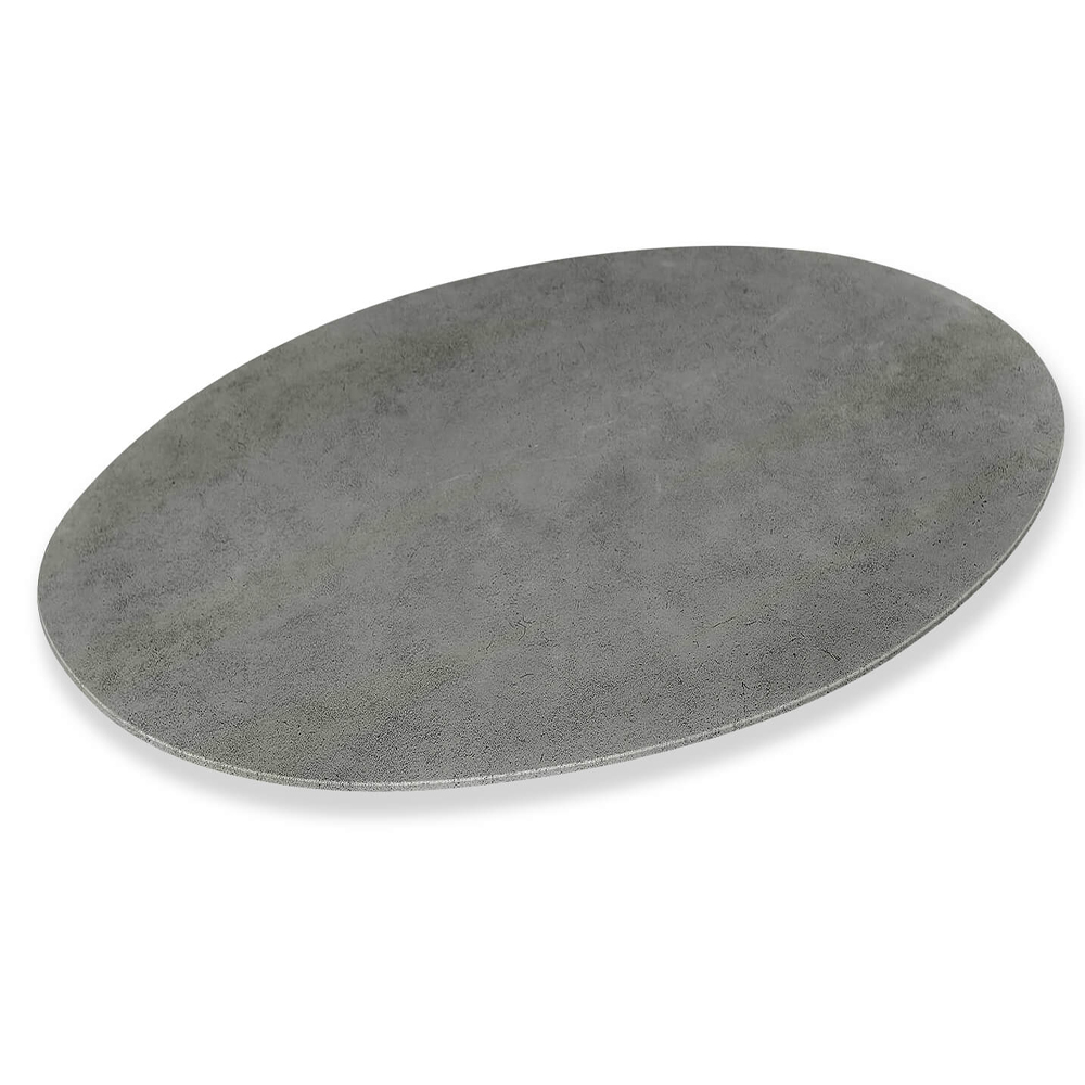 Стол обеденный с серой овальной столешницей из керамики на четырех деревянных ножках Gray Ceramics