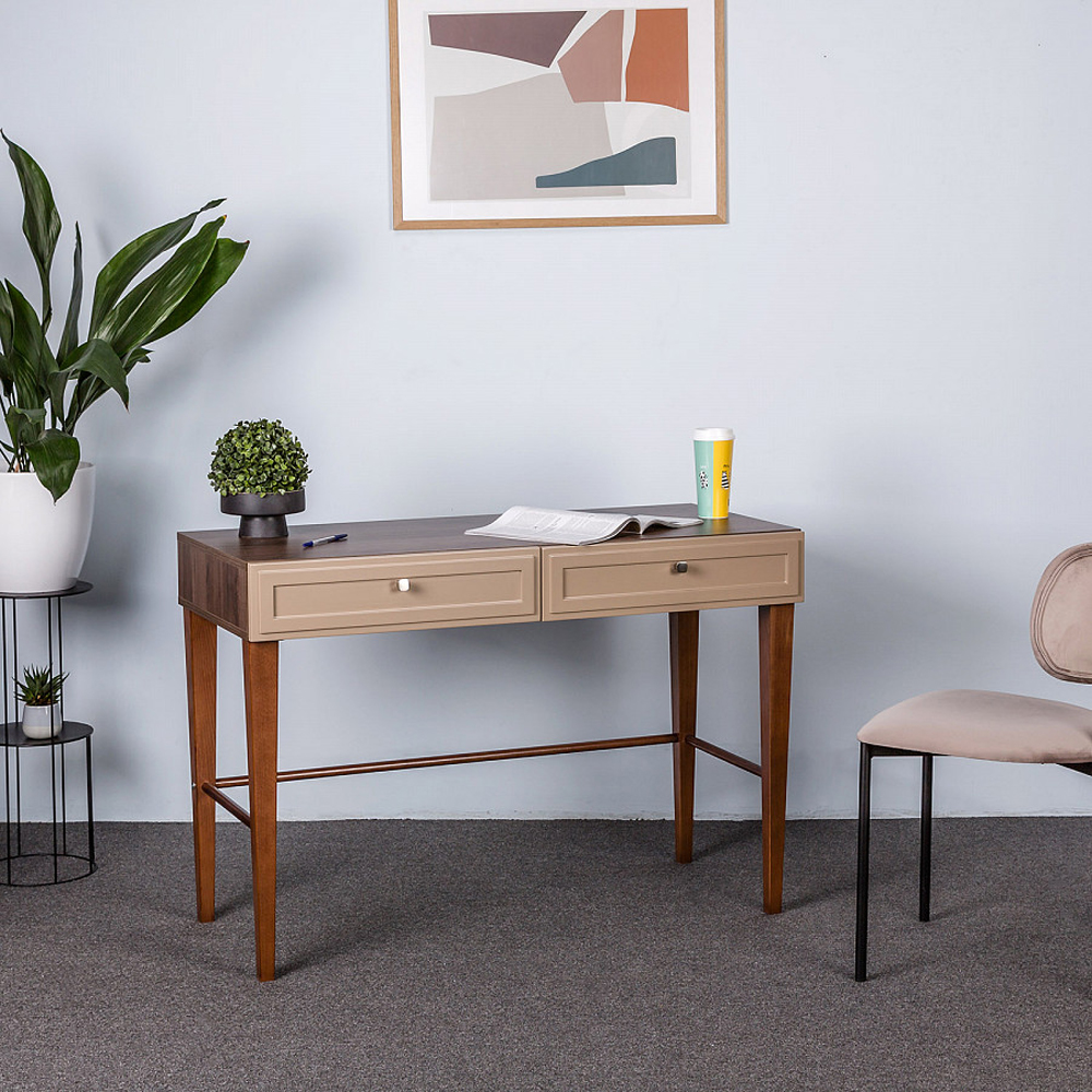 Стол письменный из массива бука с 2-мя ящиками бежевый Wenge Light