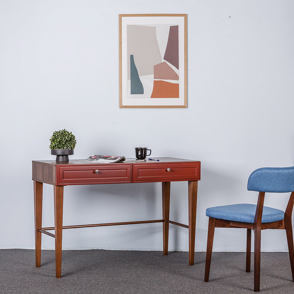 Стол письменный из массива бука с 2-мя ящиками красный Wenge Light