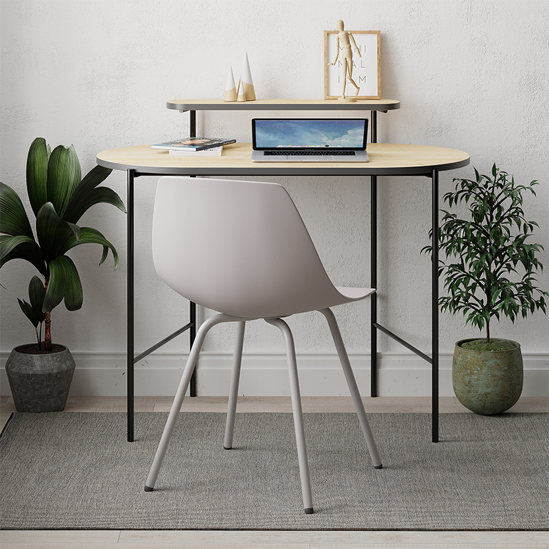 Стол письменный овальной формы с полкой LOUB WORKING TABLE BLACK OAK