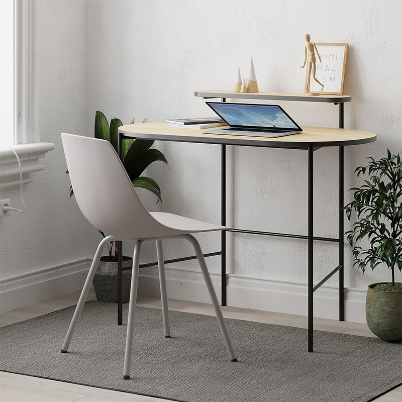 Стол письменный овальной формы с полкой LOUB WORKING TABLE BLACK OAK