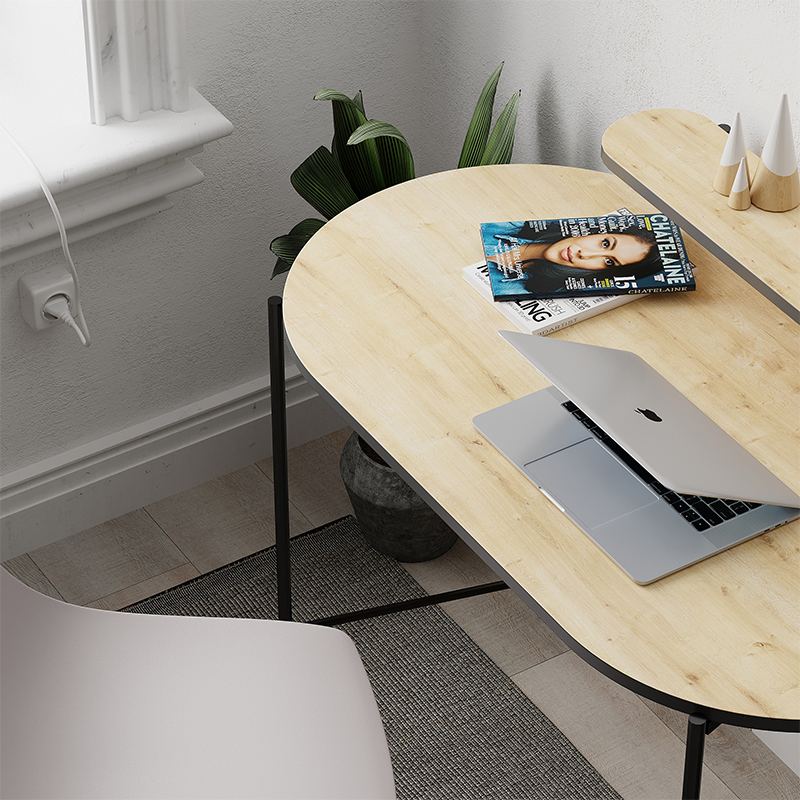 Стол письменный овальной формы с полкой LOUB WORKING TABLE BLACK OAK