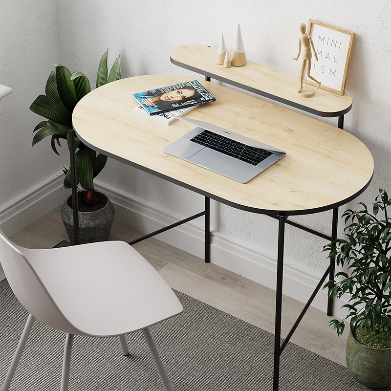 Стол письменный овальной формы с полкой LOUB WORKING TABLE BLACK OAK
