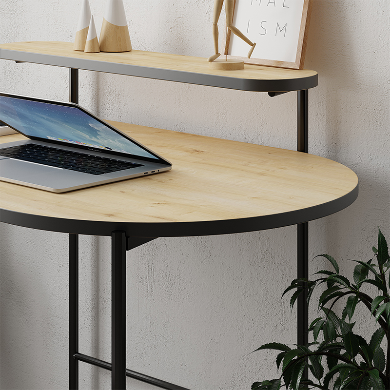 Стол письменный овальной формы с полкой LOUB WORKING TABLE BLACK OAK