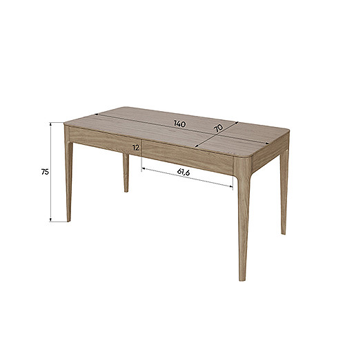 Стол письменный прямоугольный с 2-мя ящиками из массива дуба Type oak