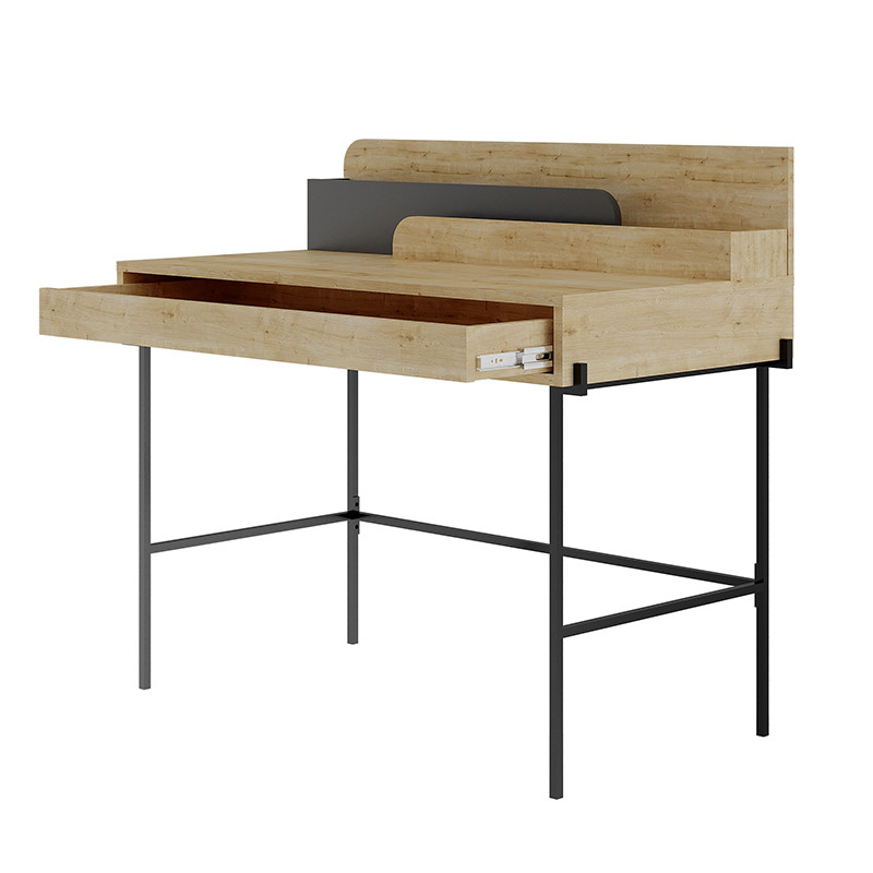 Стол письменный с выдвижным ящиком цвета древесины LEILA WORKING TABLE OAK ANTHRACITE