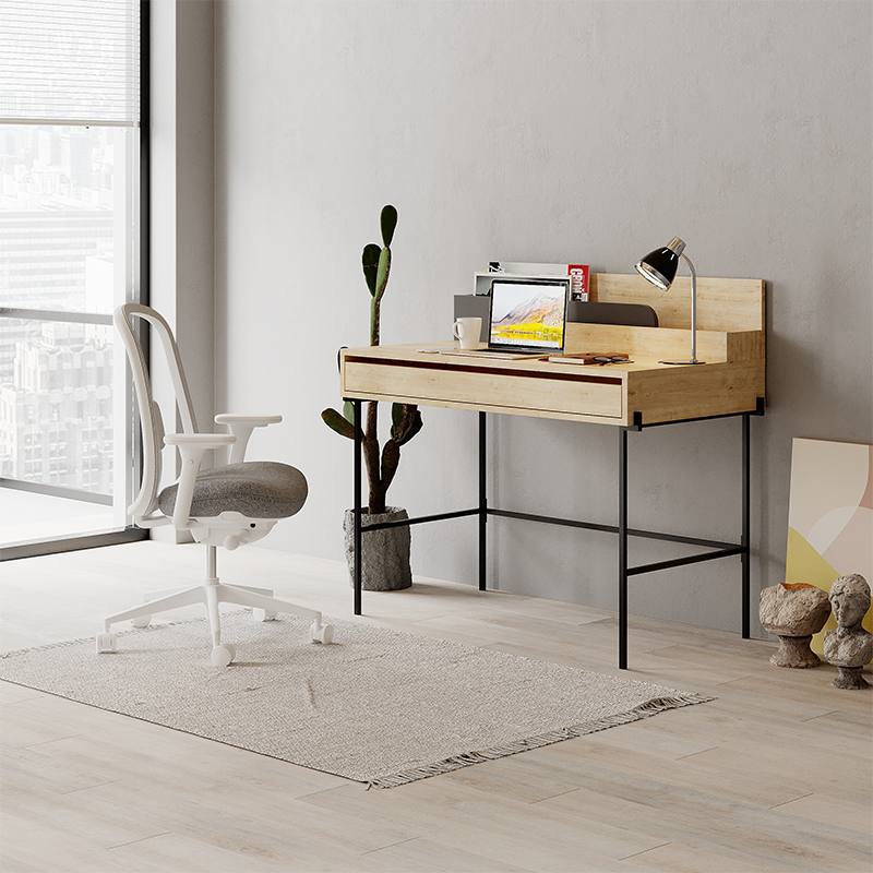 Стол письменный с выдвижным ящиком цвета древесины LEILA WORKING TABLE OAK ANTHRACITE