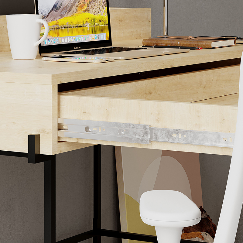 Стол письменный с выдвижным ящиком цвета древесины LEILA WORKING TABLE OAK ANTHRACITE