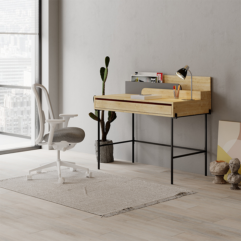Стол письменный с выдвижным ящиком цвета древесины LEILA WORKING TABLE OAK ANTHRACITE