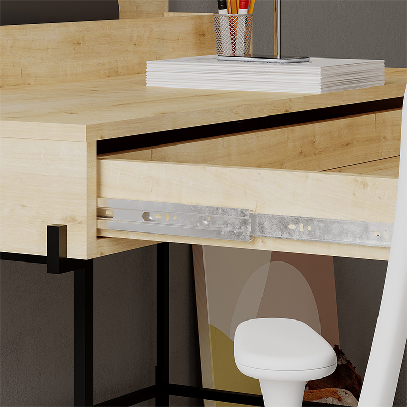 Стол письменный с выдвижным ящиком цвета древесины LEILA WORKING TABLE OAK ANTHRACITE