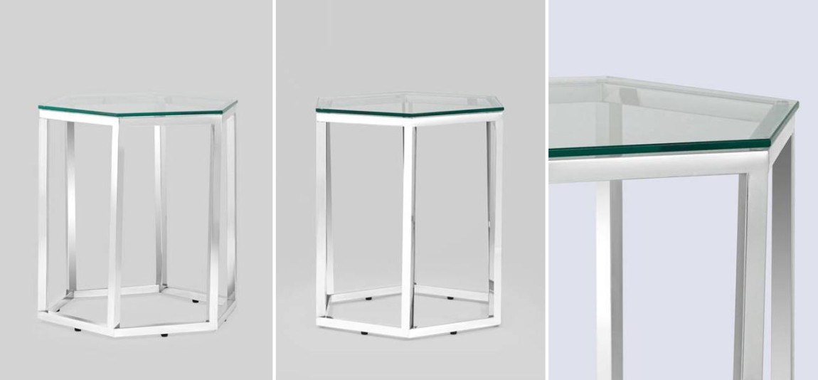 Стол приставной Geometry Silver шестигранный