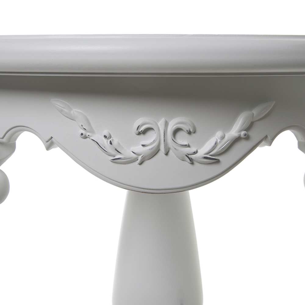 Стол приставной круглый белого цвета из массива бука с легкими потертостями White Provence