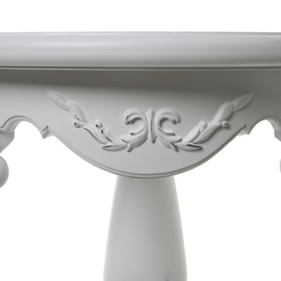 Стол приставной круглый белого цвета из массива бука с легкими потертостями White Provence