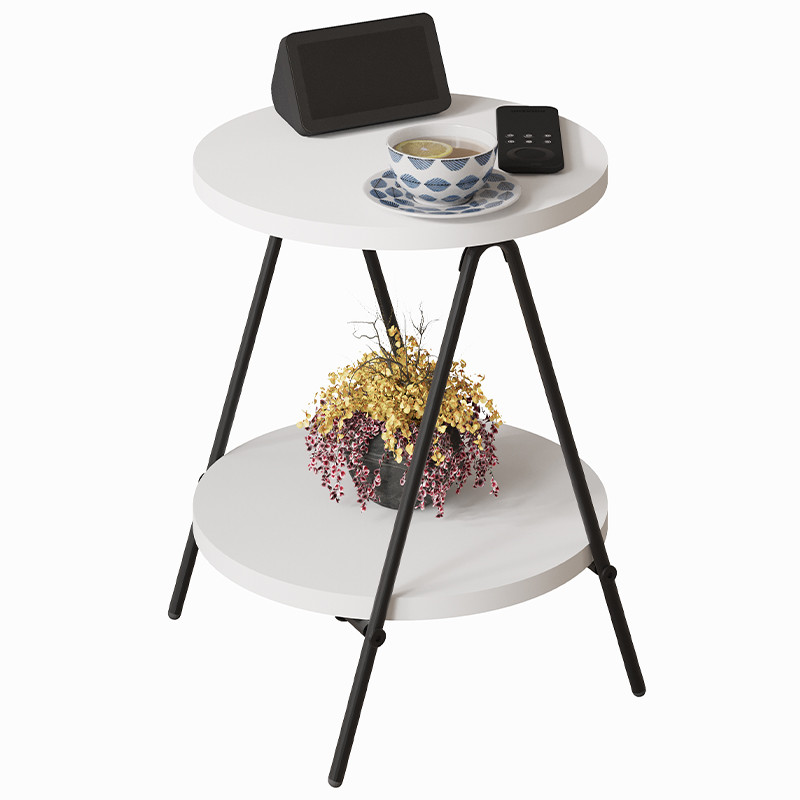 Стол приставной с 2-мя круглыми белыми столешницами ESSEL SIDE TABLE WHITE
