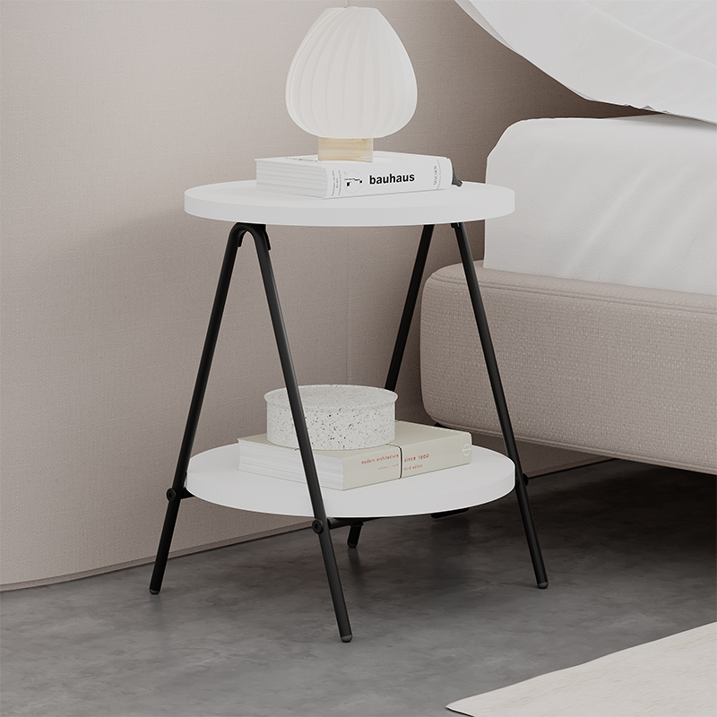 Стол приставной с 2-мя круглыми белыми столешницами ESSEL SIDE TABLE WHITE