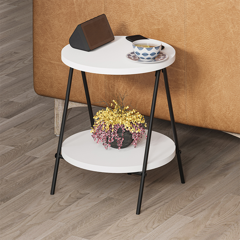Стол приставной с 2-мя круглыми белыми столешницами ESSEL SIDE TABLE WHITE