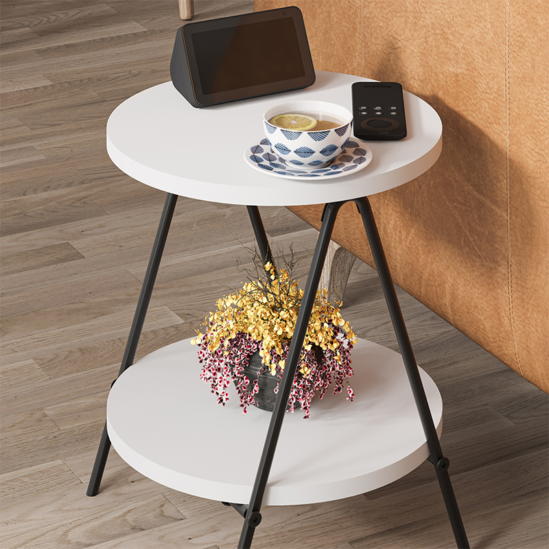 Стол приставной с 2-мя круглыми белыми столешницами ESSEL SIDE TABLE WHITE
